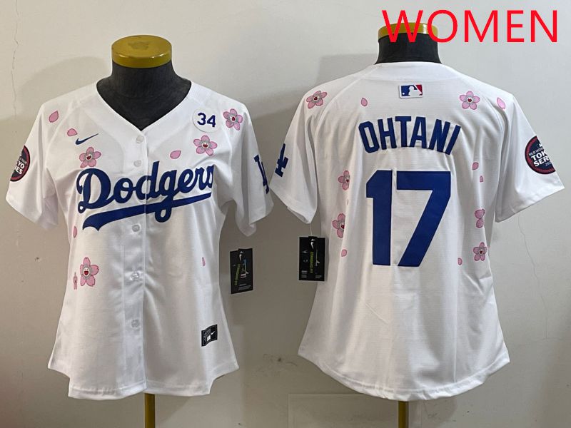 Women Los Angeles Dodgers 17 Ohtani White Sakura Edition 2025 Nike MLB Jersey style 4